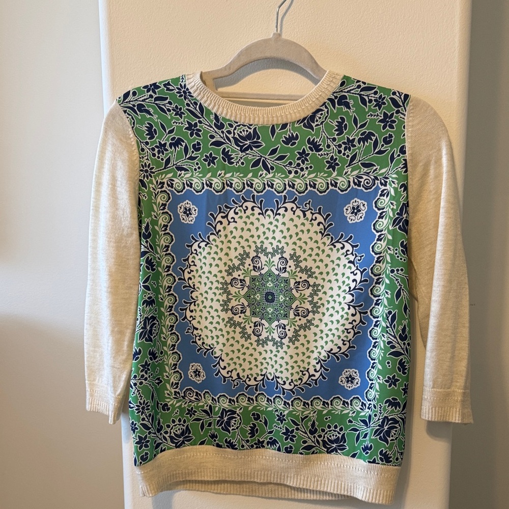 Current Air Cream Knit Crewneck Sweater